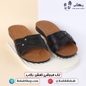 دمپایی زنانه طبی جدید مشکی روفرشی شیک مدل نگین