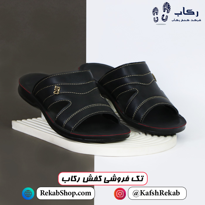 دمپایی مردانه بیرونی لاکچری شیک مشکی مدل پژمان