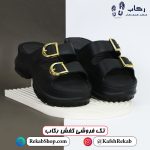 دمپایی زنانه لاکچری جدید پلاستیکی طرح کاسپین نگ مشکی مدل طلا
