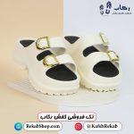 دمپایی زنانه لاکچری جدید پلاستیکی طرح کاسپین نگ مشکی مدل طلا