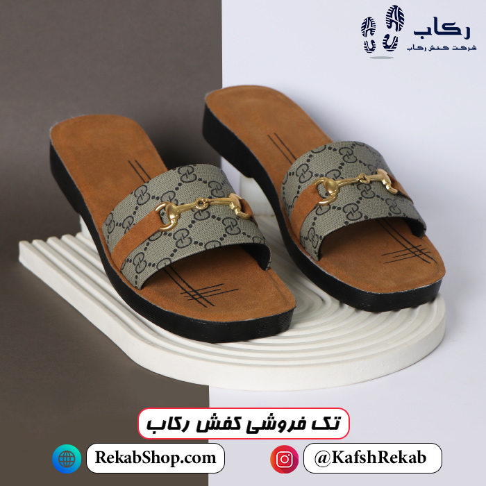 دمپایی زنانه طبی روفرشی شیک پاشنه تخت جدید مدل صوفیا طبی